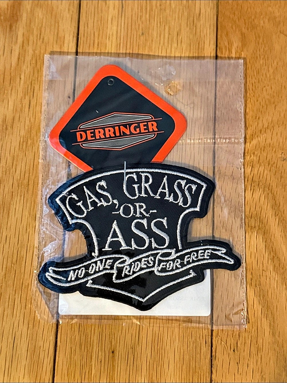 Derringer Embroidered Iron-On Patches Black & Orange NWT